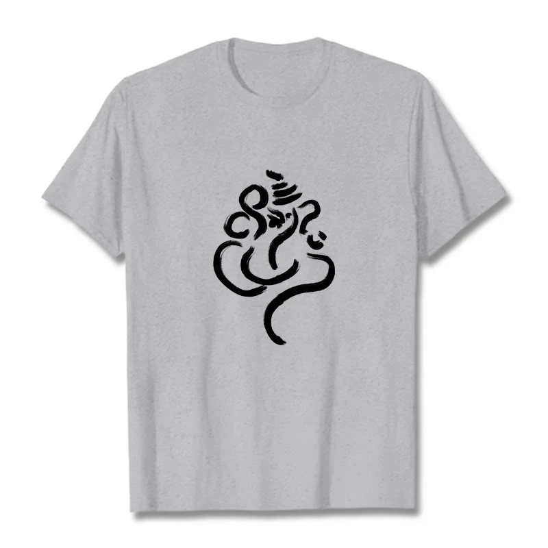 Buddha Stones Casual Ganesha Pattern Cotton Tee T-shirt