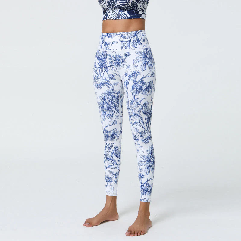 Buddha Stones Flowers Leaves Dandelions Pineapples Print Sports Fitness High Waist Leggings Women's Yoga Pants
