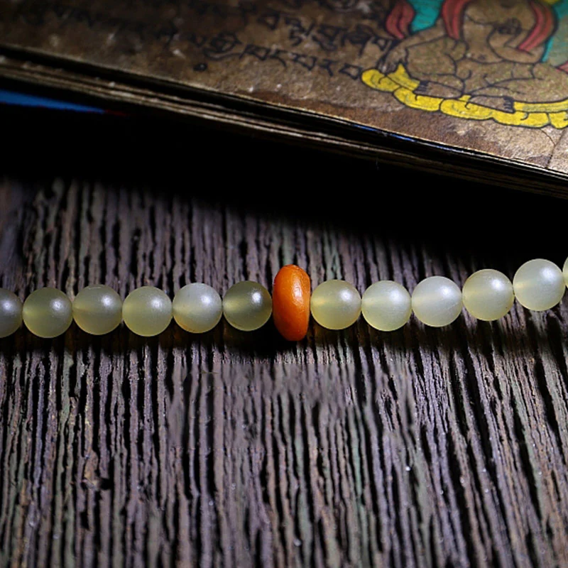 Buddha Stones 108 Mala Beads Tibet Sheep Horn Amber Luck Bracelet