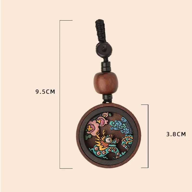 Buddha Stones Year Of The Dragon Hand Painted Chinese Zodiac Rosewood Carved Calm Key Chain (Extra 30% Off | USE CODE: FS30)