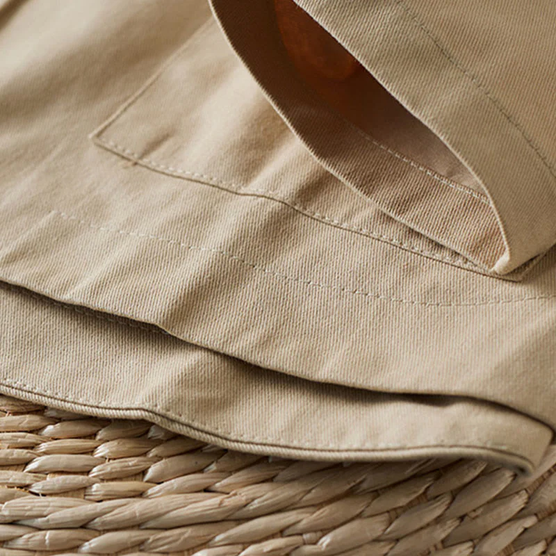 Buddha Stones Plain Button Women's Cotton Suit Jacket With Pockets