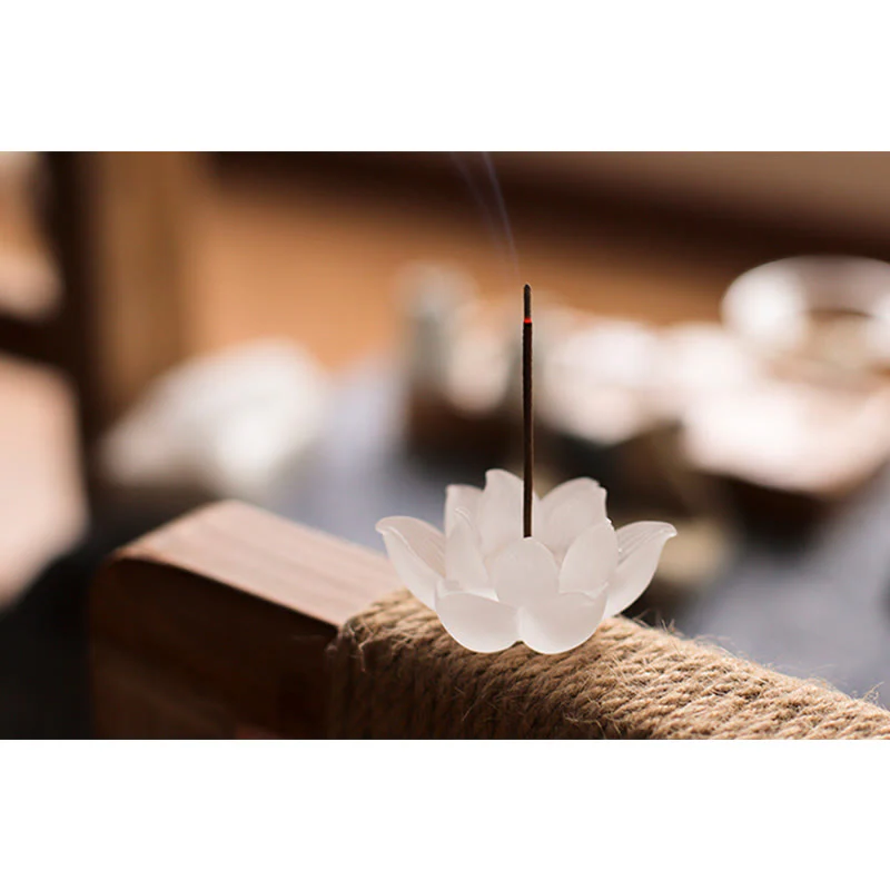 Buddha Stones Mini Lotus Liuli Crystal Healing Meditation Stick Incense Burner