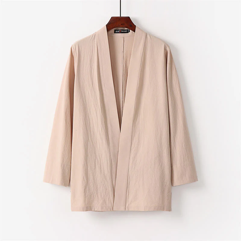 Buddha Stones 2Pcs Cotton Kimono Ankle-Length Pants Men's Meditation Cloth Set