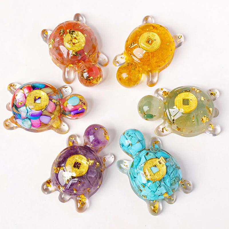 Buddha Stones Small Various Crystal Green Aventurine Amethyst Turtle Copper Coins Luck Home Decoration