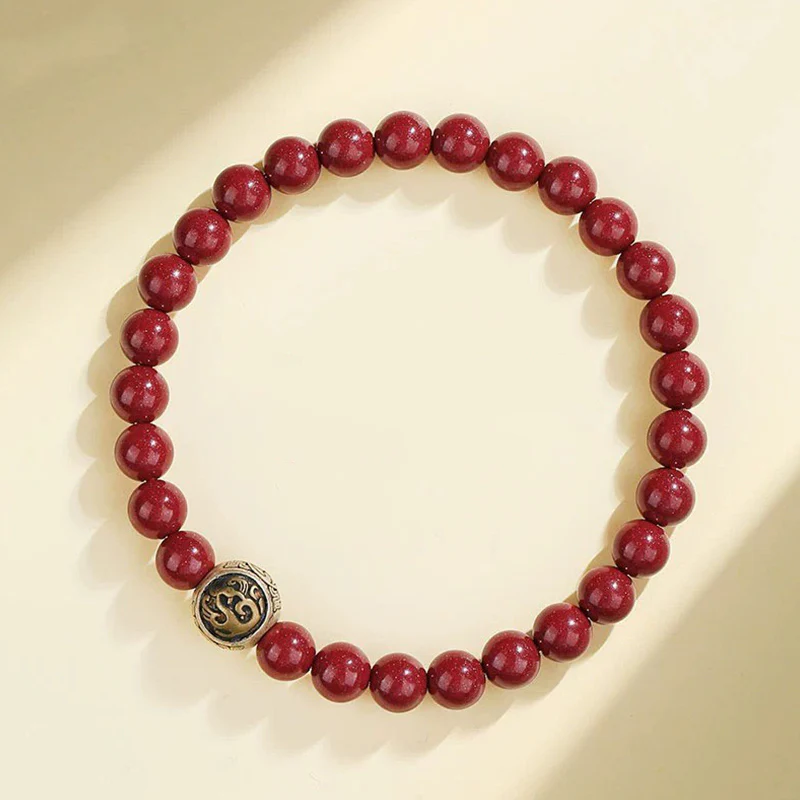 Buddha Stones 925 Sterling Silver Natural Cinnabar Four Beasts Blessing Bracelet