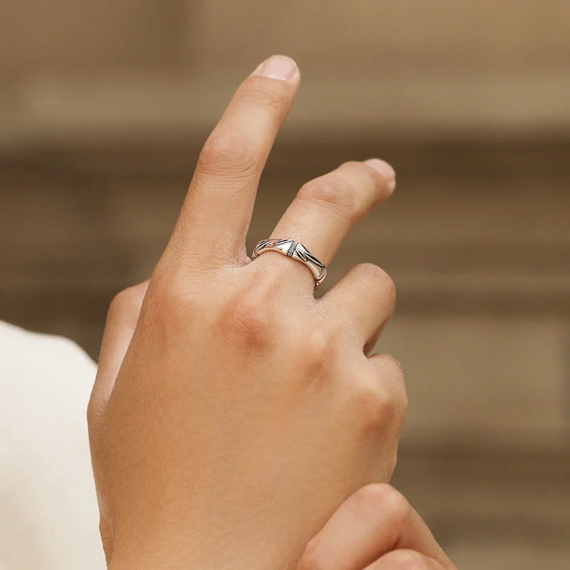 Buddha Stones Simple Bamboo Design Copper Luck Wealth Adjustable Ring