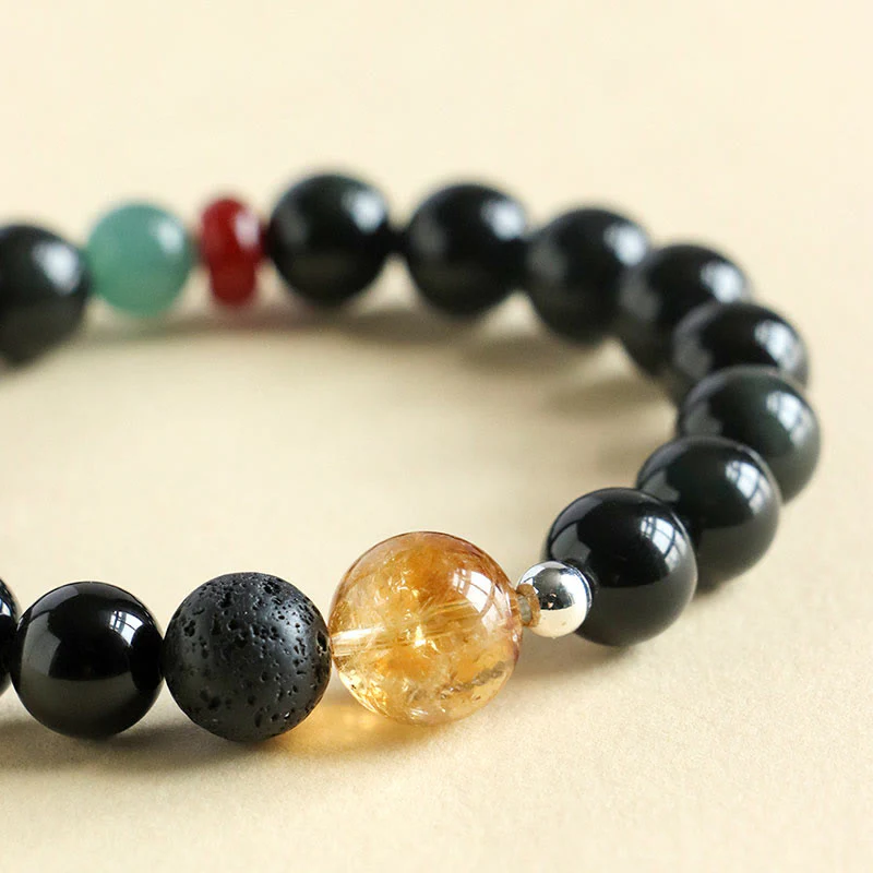 Buddha Stones Natural Black Obsidian Beads Strength Fulfillment Bracelet