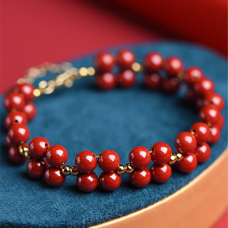 Buddha Stones Natural Cinnabar Beaded Blessing Bracelet