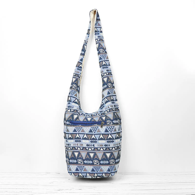 Buddha Stones Cotton Stripes Pattern Crossbody Bag Shoulder Bag