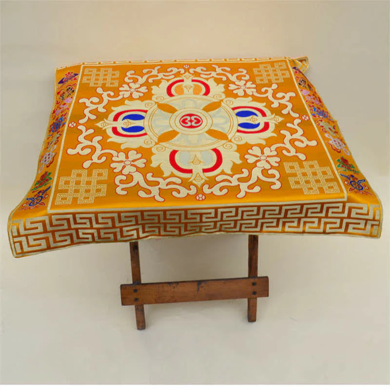 Buddha Stones Flower Endless Knot Prayer Altar Mat Healing Meditation 8 Auspicious Symbols Mat Table Runner
