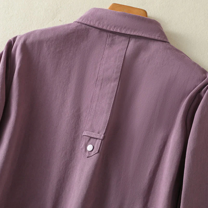 Buddha Stones Plain Button Design Stand Collar Women's Cotton Jacket