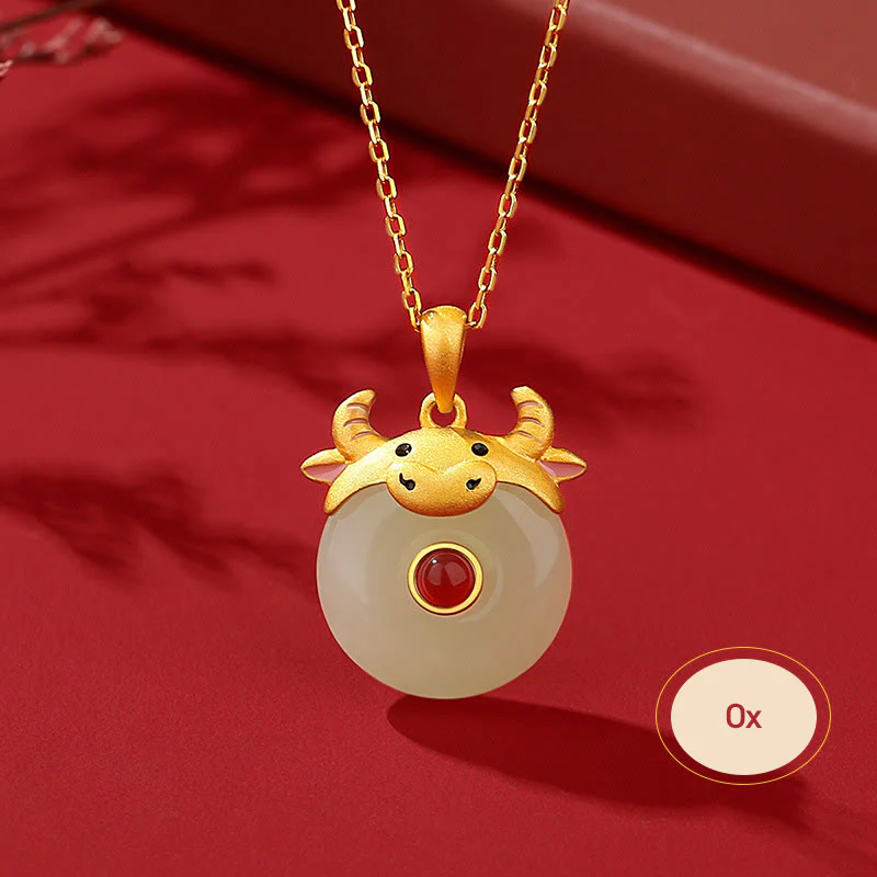 Buddha Stones 925 Sterling Silver Hetian Jade Chinese Zodiac Year of the Dragon Red Agate Luck Protection Necklace Pendant