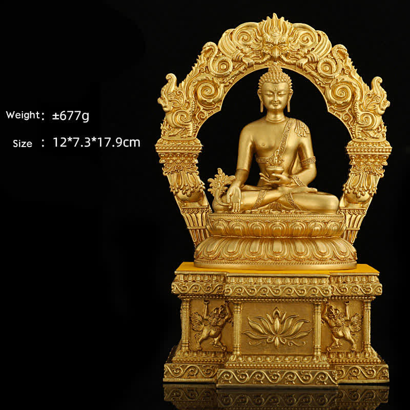 Buddha Stones Shakyamuni Amitabha Medicine Buddha Figurine Serenity Copper Statue Home Decoration