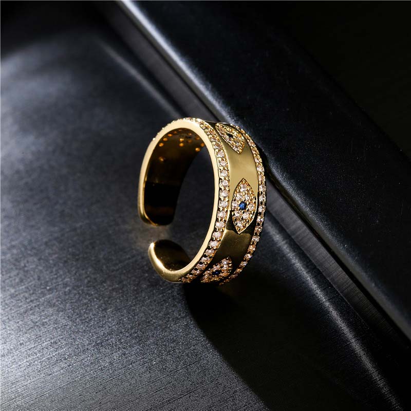 Buddha Stones Evil Eye Luck Blessing Copper Alloy Ring