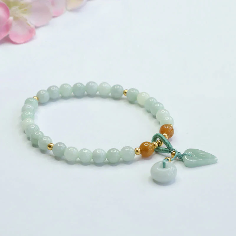 Buddha Stones Jade Beads Leaf Peace Buckle Prosperity Bracelet