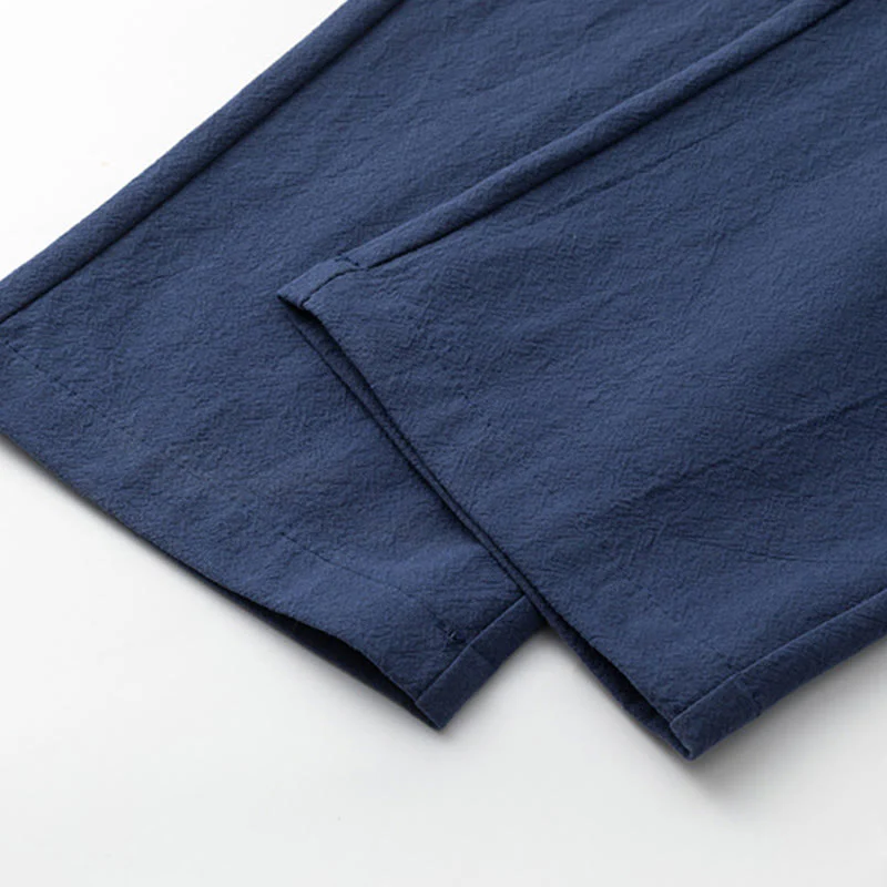 Buddha Stones 2Pcs Chinese Characters Crane Cotton Shirt Pants With Pockets Men's Meditation Cloth Set