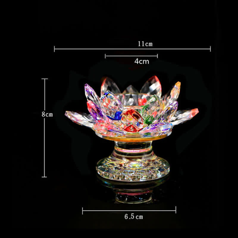 Buddha Stones Lotus Flower Crystal Candle Holder Home Office Offering Decoration