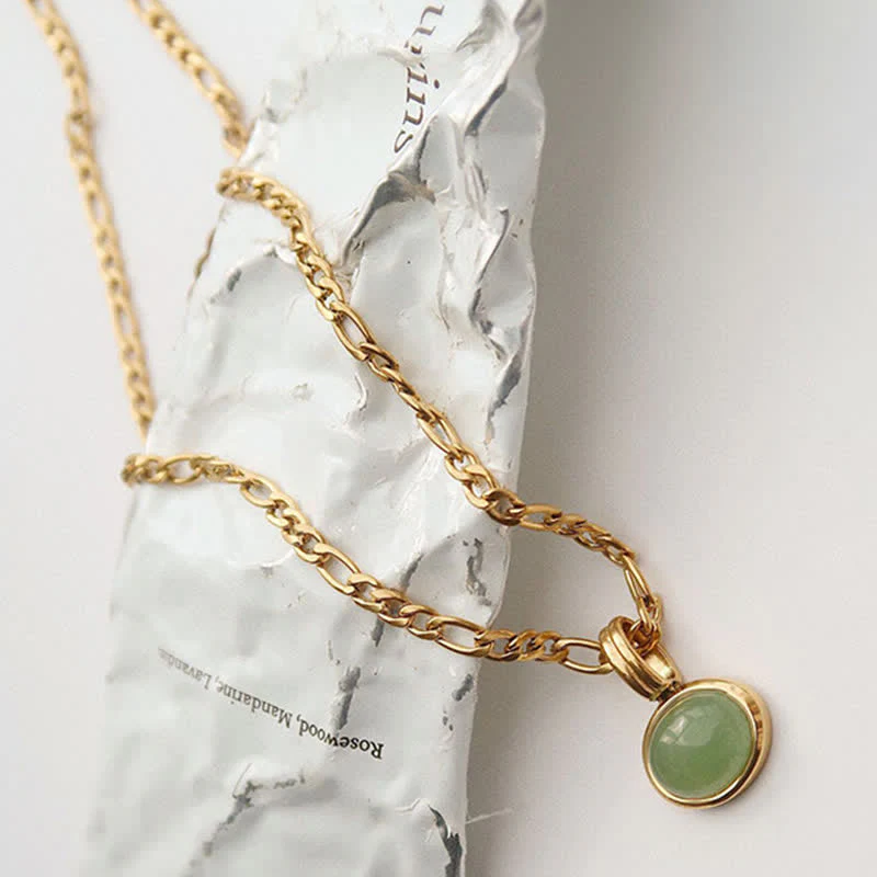 Buddha Stones Oval Turquoise Strength Titanium Steel Necklace Pendant