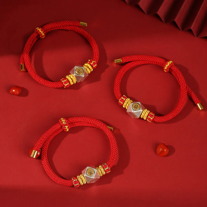 Buddha Stones 999 Sterling Silver Chinese Zodiac Natal Buddha Red Rope Luck Strength Handcrafted Kids Bracelet