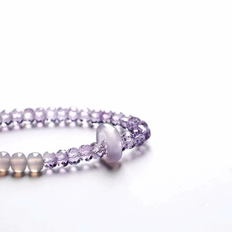 Buddha Stones Natural Amethyst Crystal Meditation Healing Bracelet