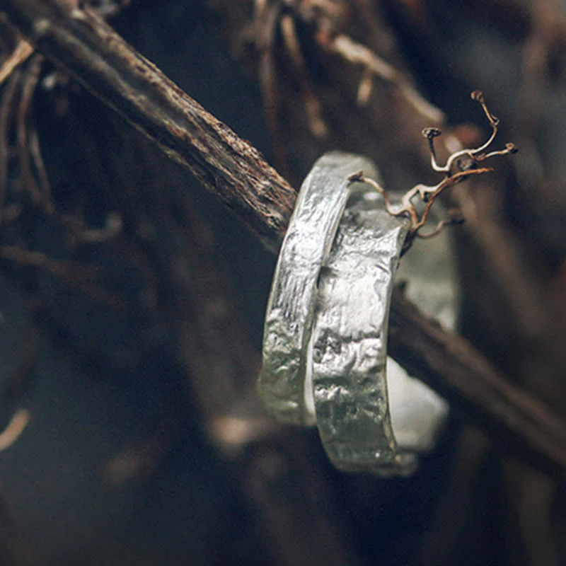 Buddha Stones 925 Sterling Silver Simple Design Blessing Couple Ring