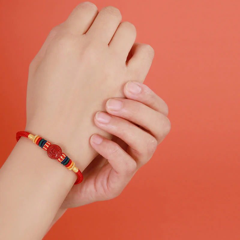 Buddha Stones Year of the Dragon 925 Sterling Silver Chinese Zodiac Cinnabar Auspicious Matches Blessing Bracelet (Extra 30% Off | USE CODE: FS30)