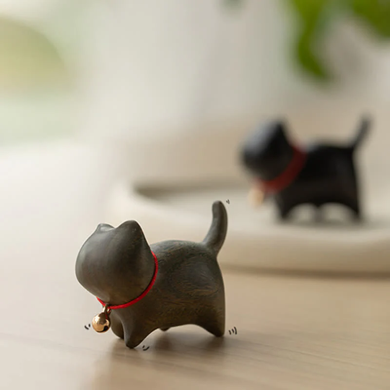 Buddha Stones Green Sandalwood Small Leaf Red Sandalwood Cute Cat Animals Soothing Peace Decoration