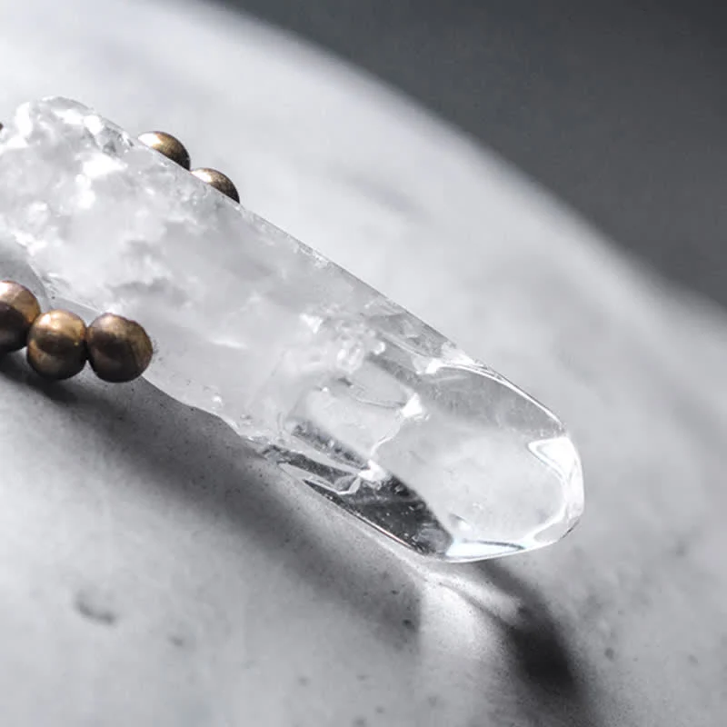 Buddha Stones Black Rutilated Quartz Ebony Wood White Crystal Success Couple Bracelet