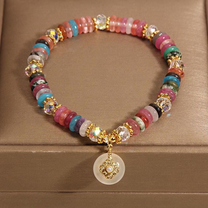 Buddha Stones Various Crystal Peace Buckle Auspicious Bracelet