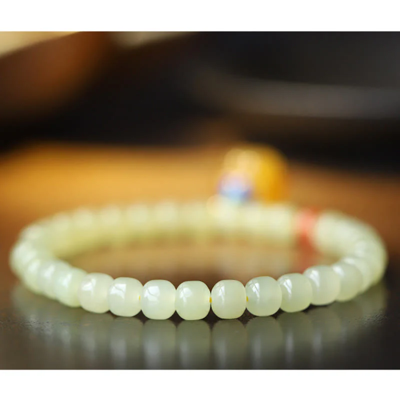 Natural Hetian Jade Pumpkin Amber Red Agate Crystal Prosperity Bracelet