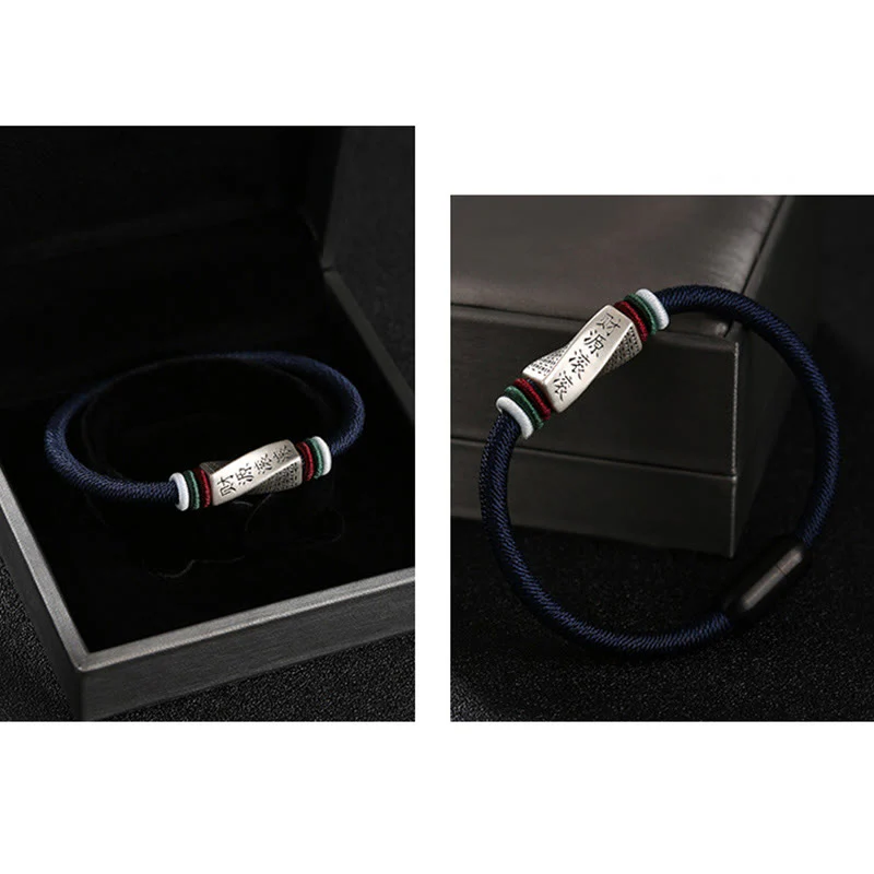 Buddha Stones 999 Sterling Silver Profits Pouring In From All Sides Handmade Blessing String Buckle Bracelet