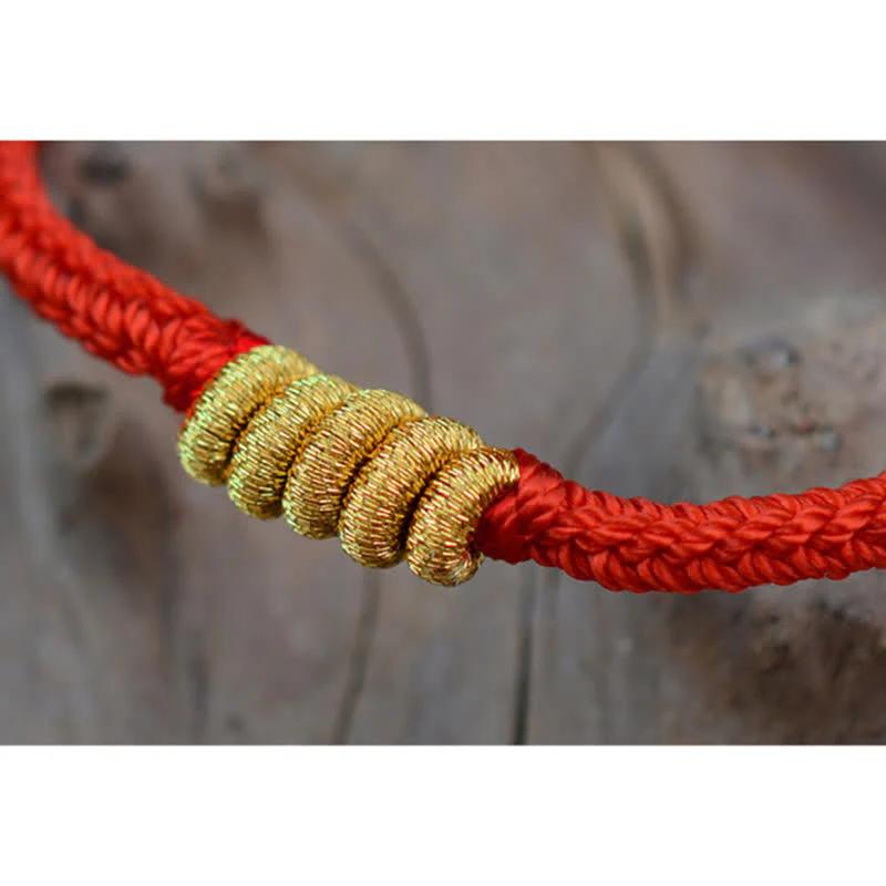 Buddha Stones Handmade Simple Design Chinese Knotting Luck Strength Braid String Bracelet