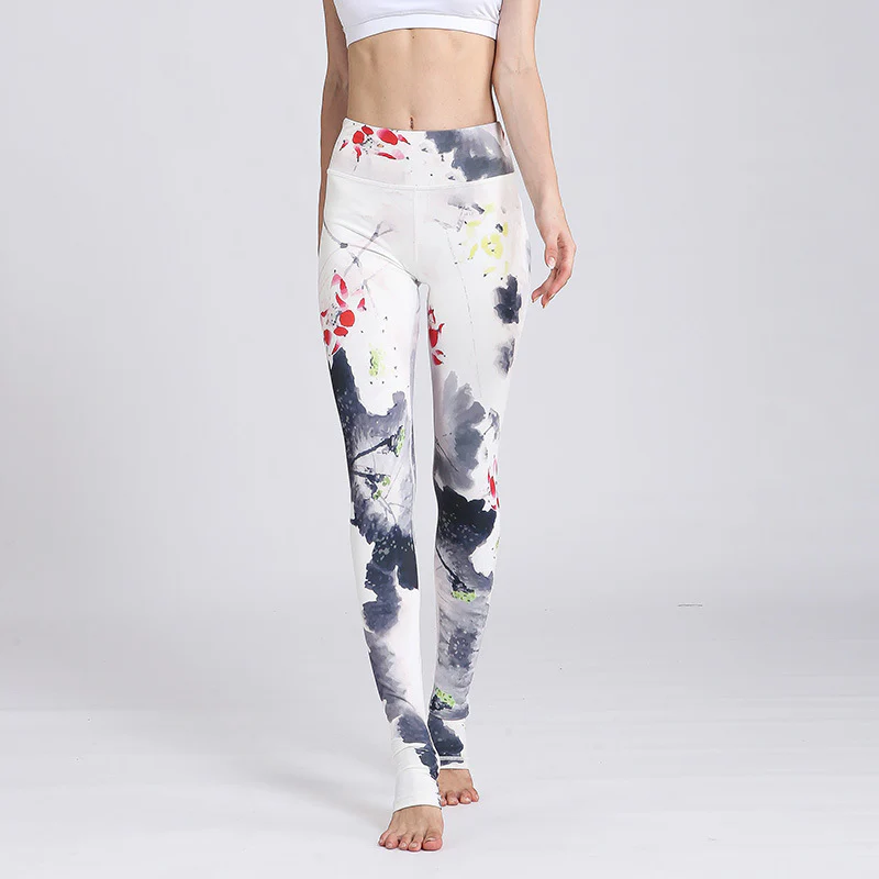 Buddha Stones Lotus Flower Print Design Pants Sports Fitness Yoga Leggings Women's Yoga Pants