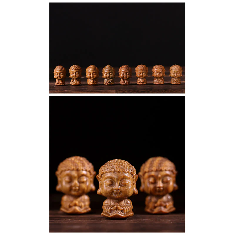 Buddha Stones Chinese Zodiac Natal Buddha Green Sandalwood Lotus Engraved Positive Home Decoration