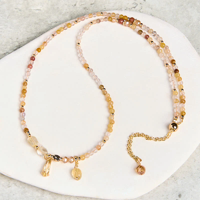 Buddha Stones Natural Citrine Beads Pleasure Multi Layer Bracelet