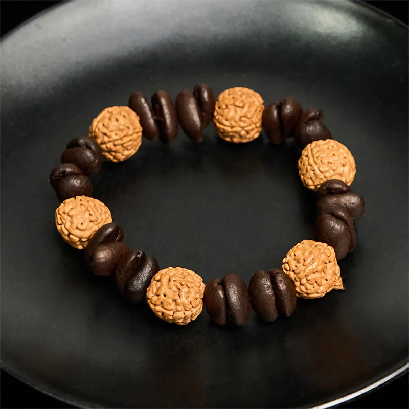 Buddha Stones Handmade Natural Coffee Beans Bodhi Seed Luck Bracelet