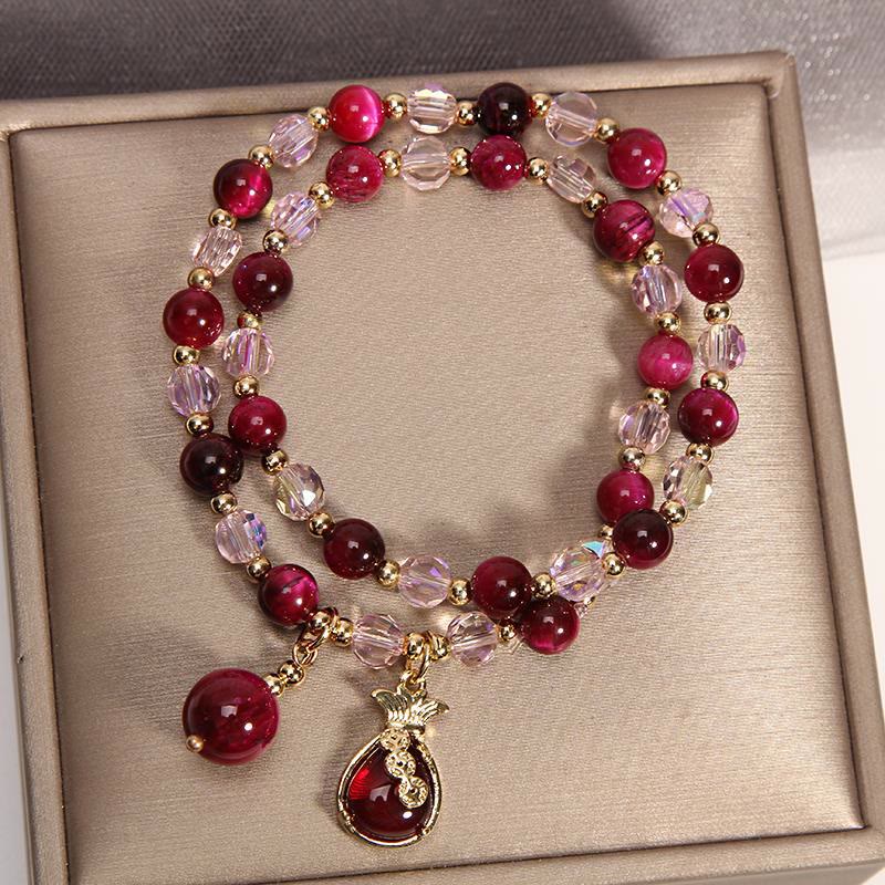 Buddha Stones Tiger Eye Pixiu Fox Money Bag Protection Self Confidence Double Wrap Bracelet