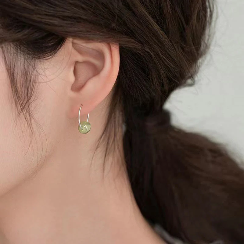 Buddha Stones 925 Sterling Silver Hetian Jade Bead Luck Earrings