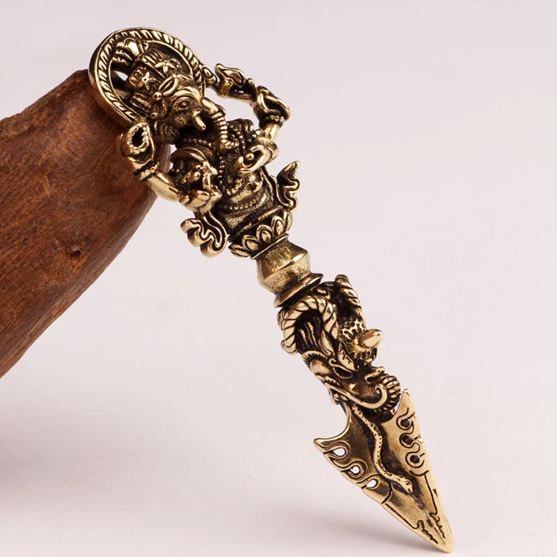 Buddha Stones Tibetan Ganesh Ganpati Elephant God of Wealth Dorje Vajra Spiritual Power Necklace Pendant