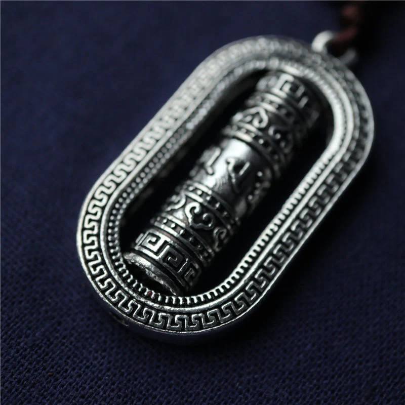 Buddha Stones Tibet Om Mani Padme Hum Prayer Wheel Peace Rotatable Car Hanging Decoration