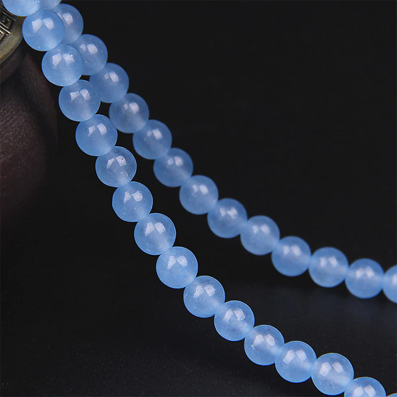 Buddha Stones 108 Beads Blue Crystal Healing Bracelet Mala