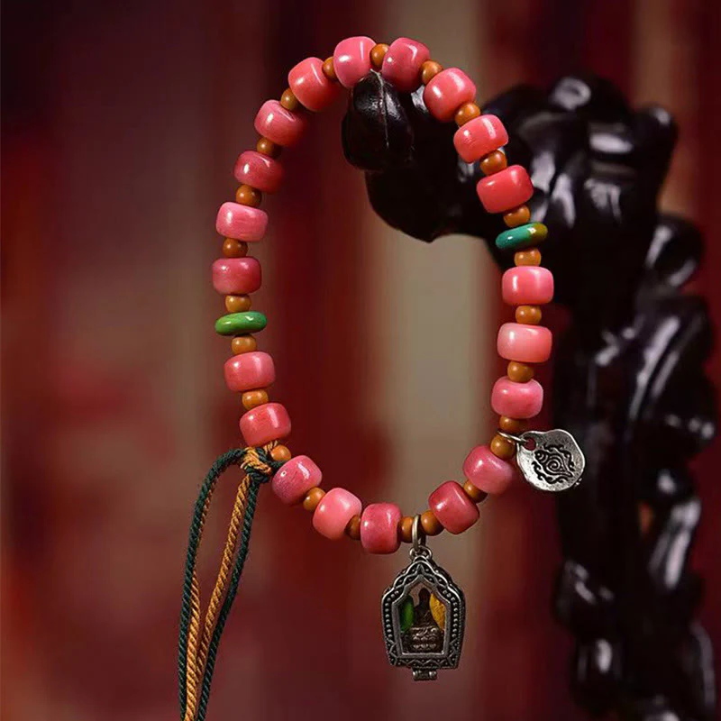 Buddha Stones Tibetan Camel Bone Red Agate Luck Bracelet