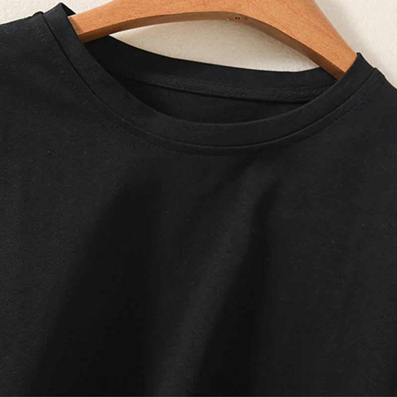 Buddha Stones Casual Pure Irregular Hem Cotton Linen Women's Long Sleeve T-shirt