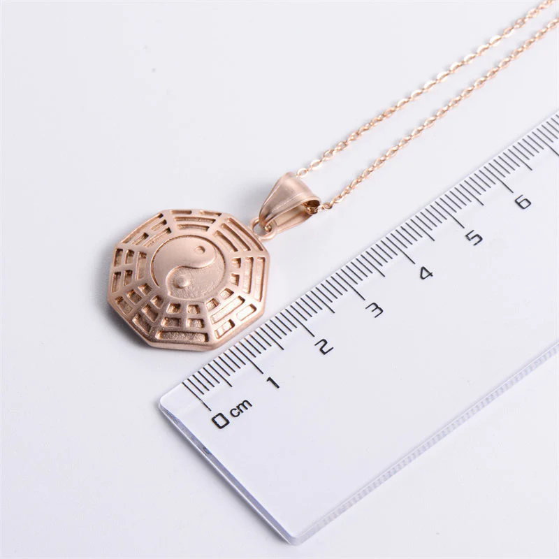 Buddha Stones Bagua Yin Yang Titanium Steel Balance Necklace Chain Pendant