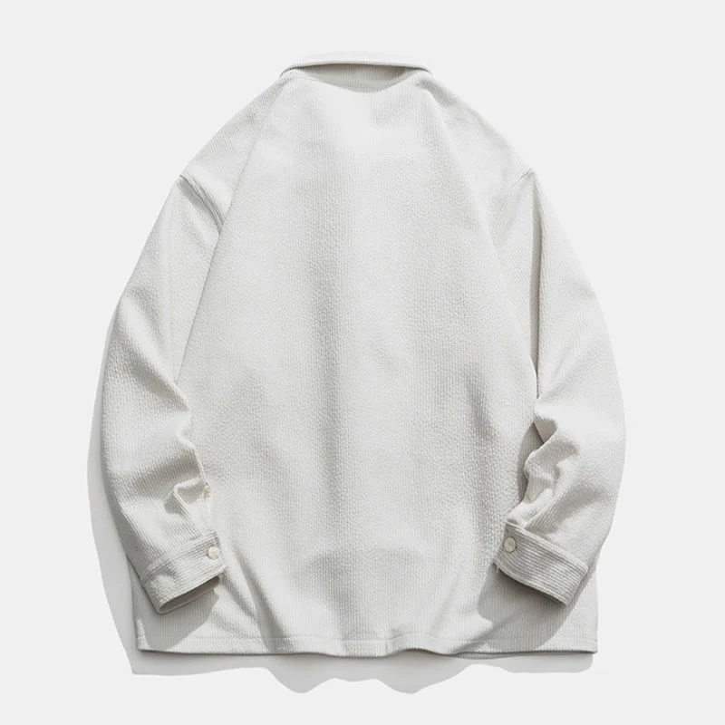 Buddha Stones Long Sleeve Frog-button Design Men's Polyester Jacket Shirt With Pockets