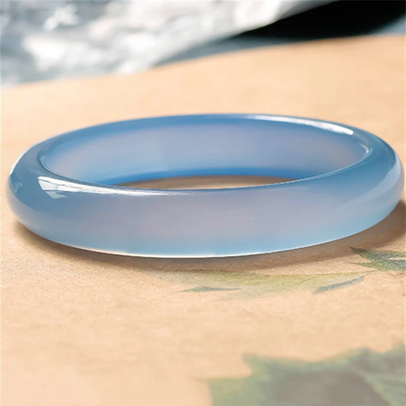 Buddha Stones Blue Chalcedony Emotional Balance Bracelet Bangle