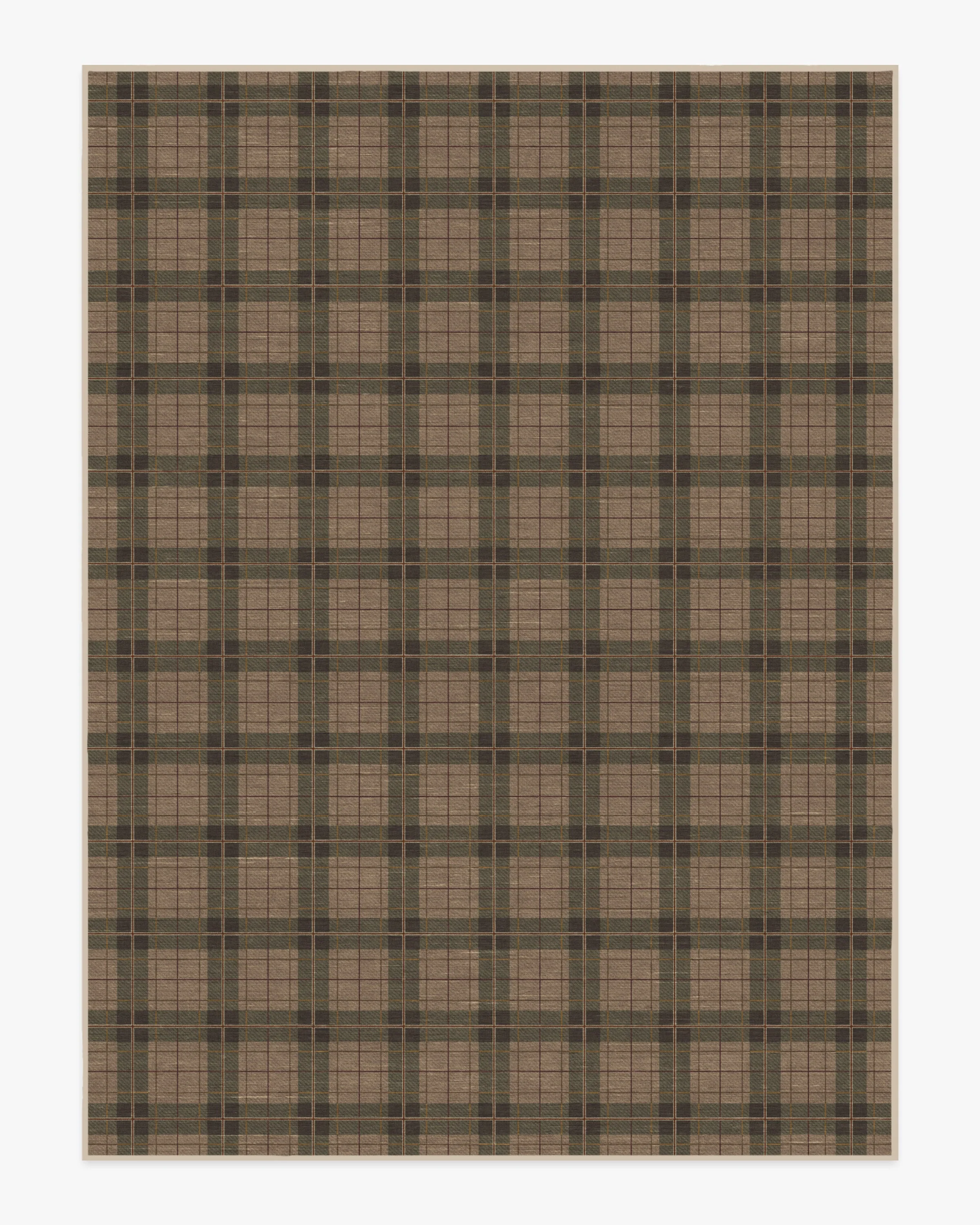 Alfie Plaid Natural & Green Flatwoven Rug