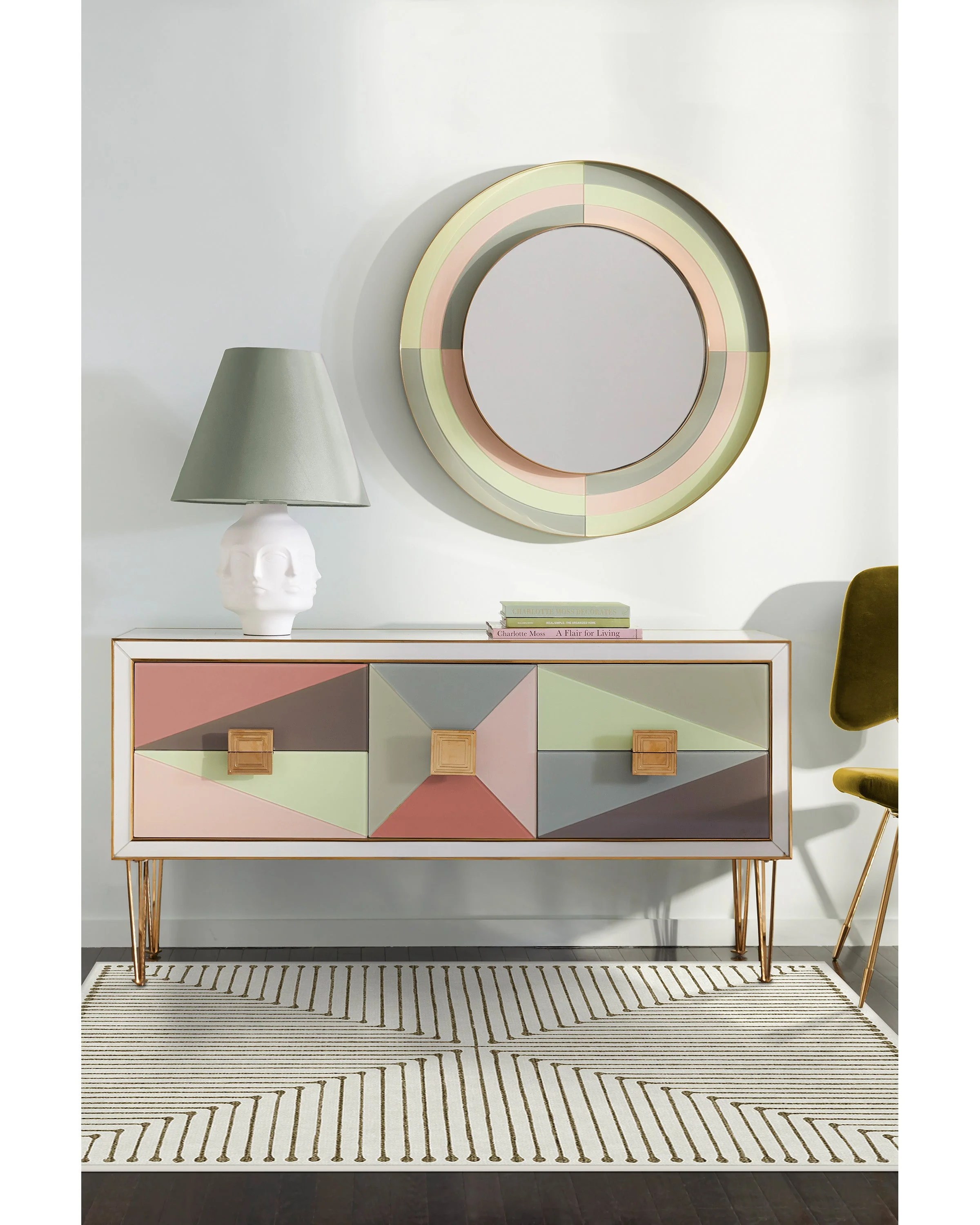 Inkdrop Camel & Ivory Flatwoven Rug by Jonathan Adler
