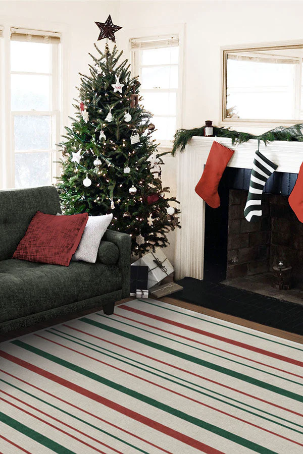 Hudson Stripe Red & Green Rug