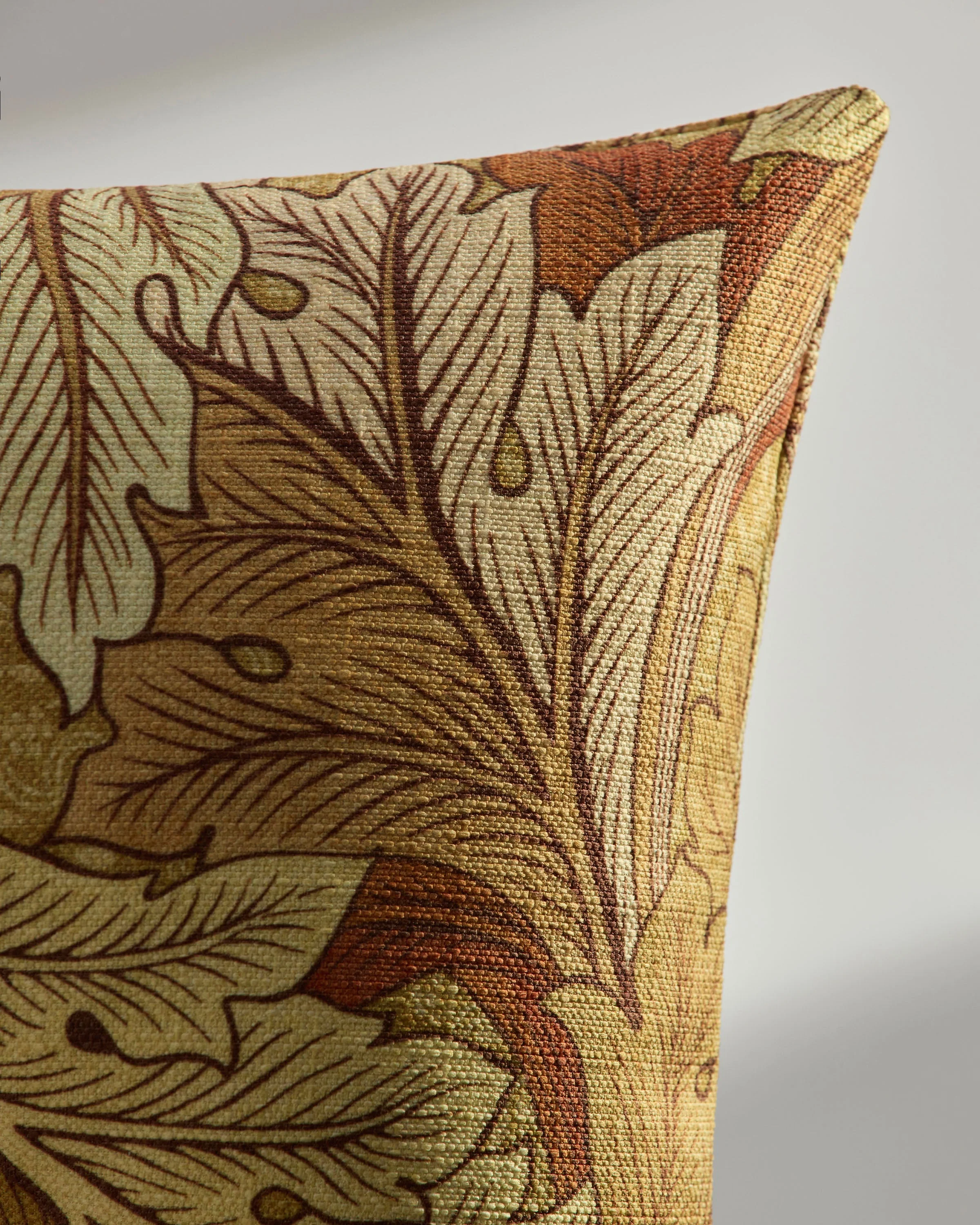 Acanthus Warm Neutral Woven Throw Pillow by Morris & Co.